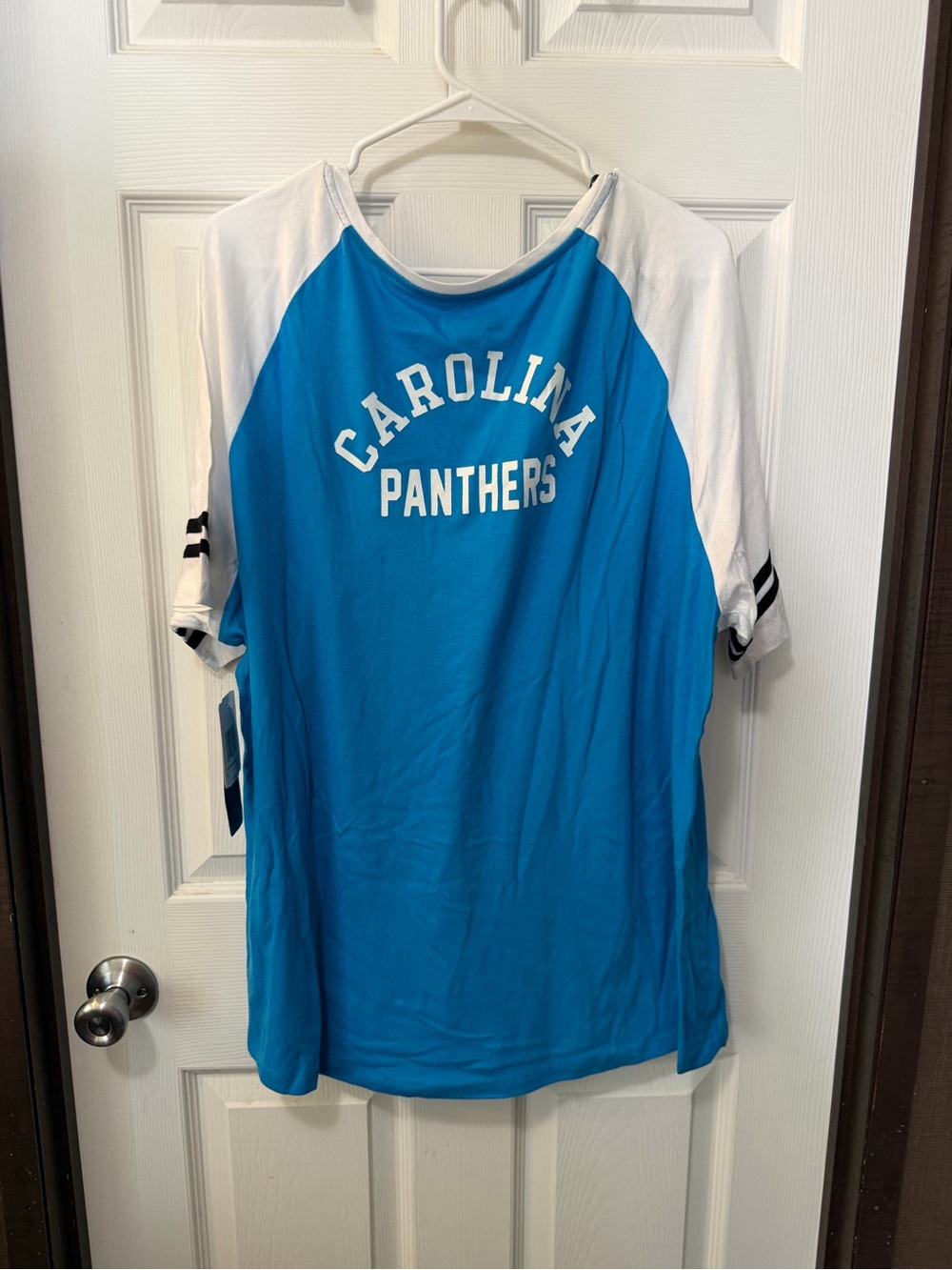 NWT Carolina Panthers NFL Team Apparel Lace Up Back Logo T-shirt Plus Size 2X - Picture 5 of 5